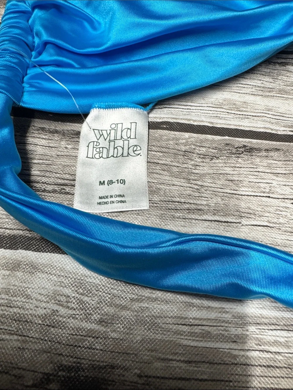 wild fable Shiny Blue Triangle Bikini Top